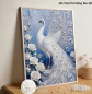 Preview: Diamond Painting Perlen Pfau mit weissen Rosen